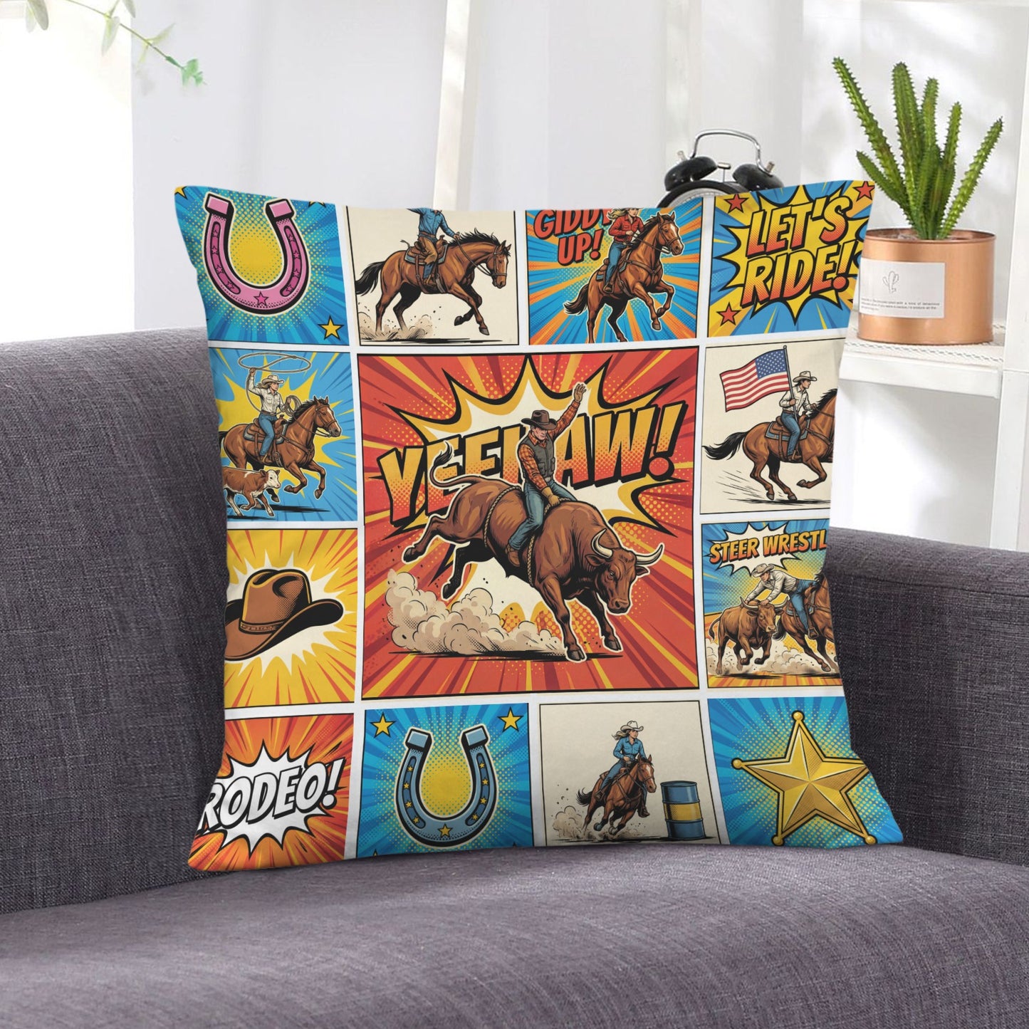 Baha Ranch The Comic Corral Velvety Soft Pillow Cover Made in America