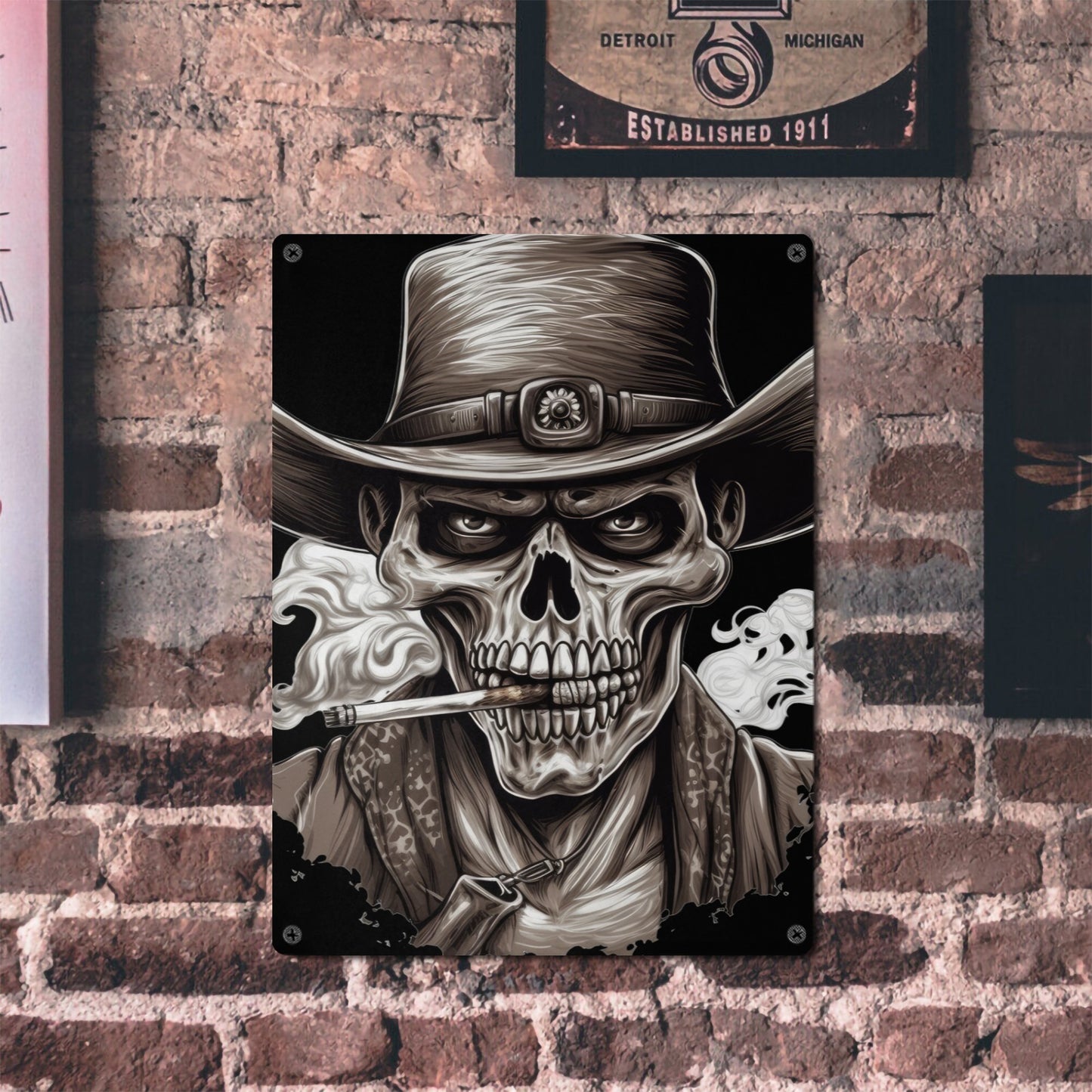 Cowboy Skull Metal Tin Sign 12"x16" (Made in USA)