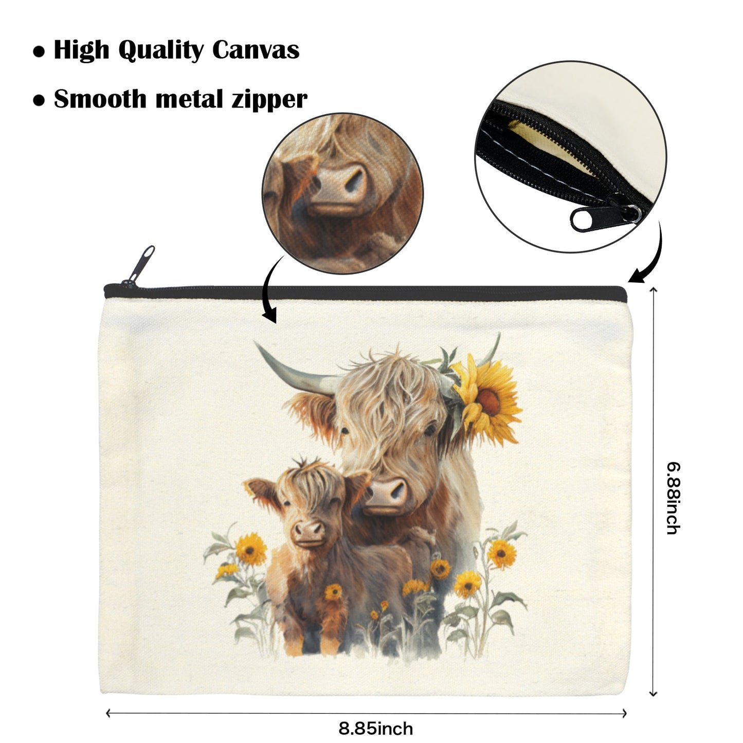 Baha Ranch Highland CosmeCow Family tic Bag Set of 5