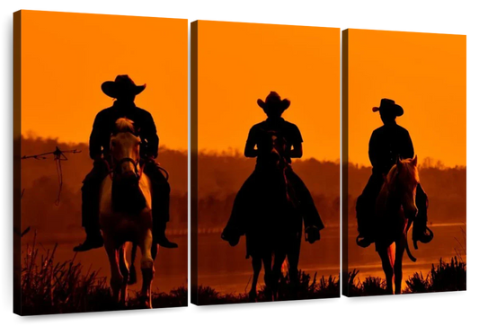 Cowboys At Sunset Wall Art
