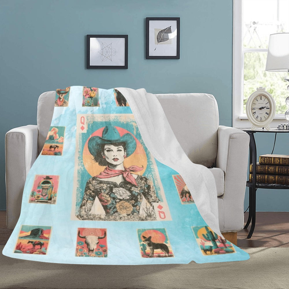 Baha Ranch Cowgirl Queen Blanket Ultra-Soft Micro Fleece Blanket 60" x 80" Made in America