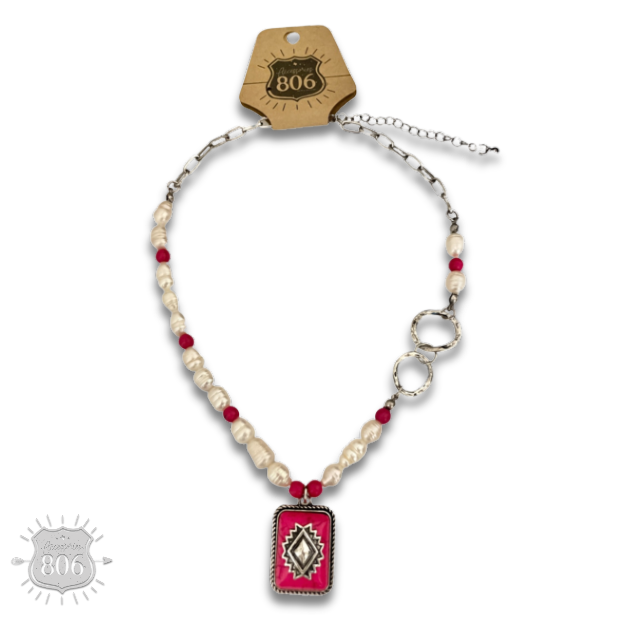 Pink Panache Western pearl bead pendant necklace - LC