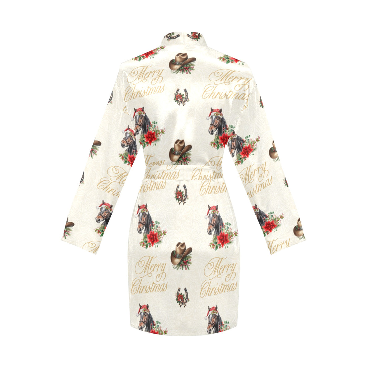 Baha Ranch Christmas Horses Western Cowgirl Satin Robe