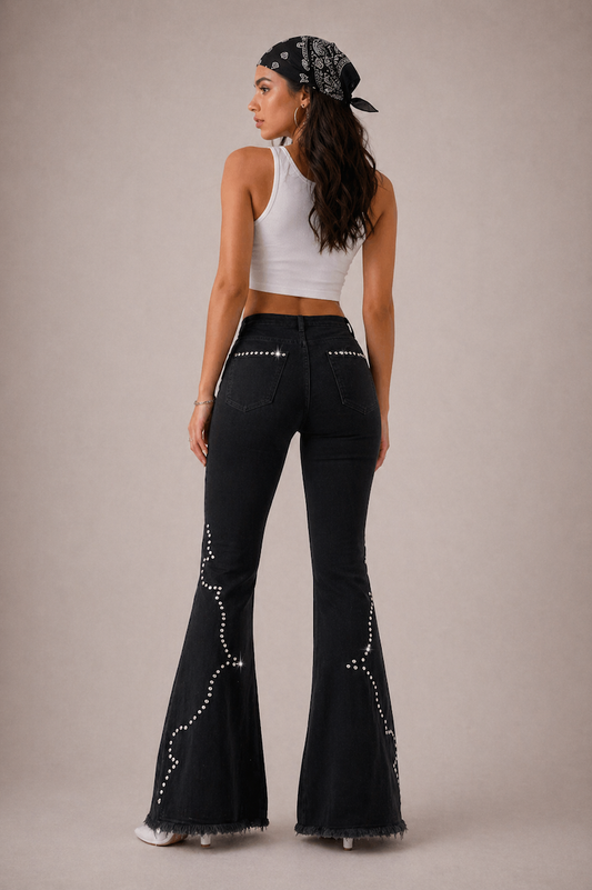 GJG Santa Fe Bell Bottom Jean Black Denim