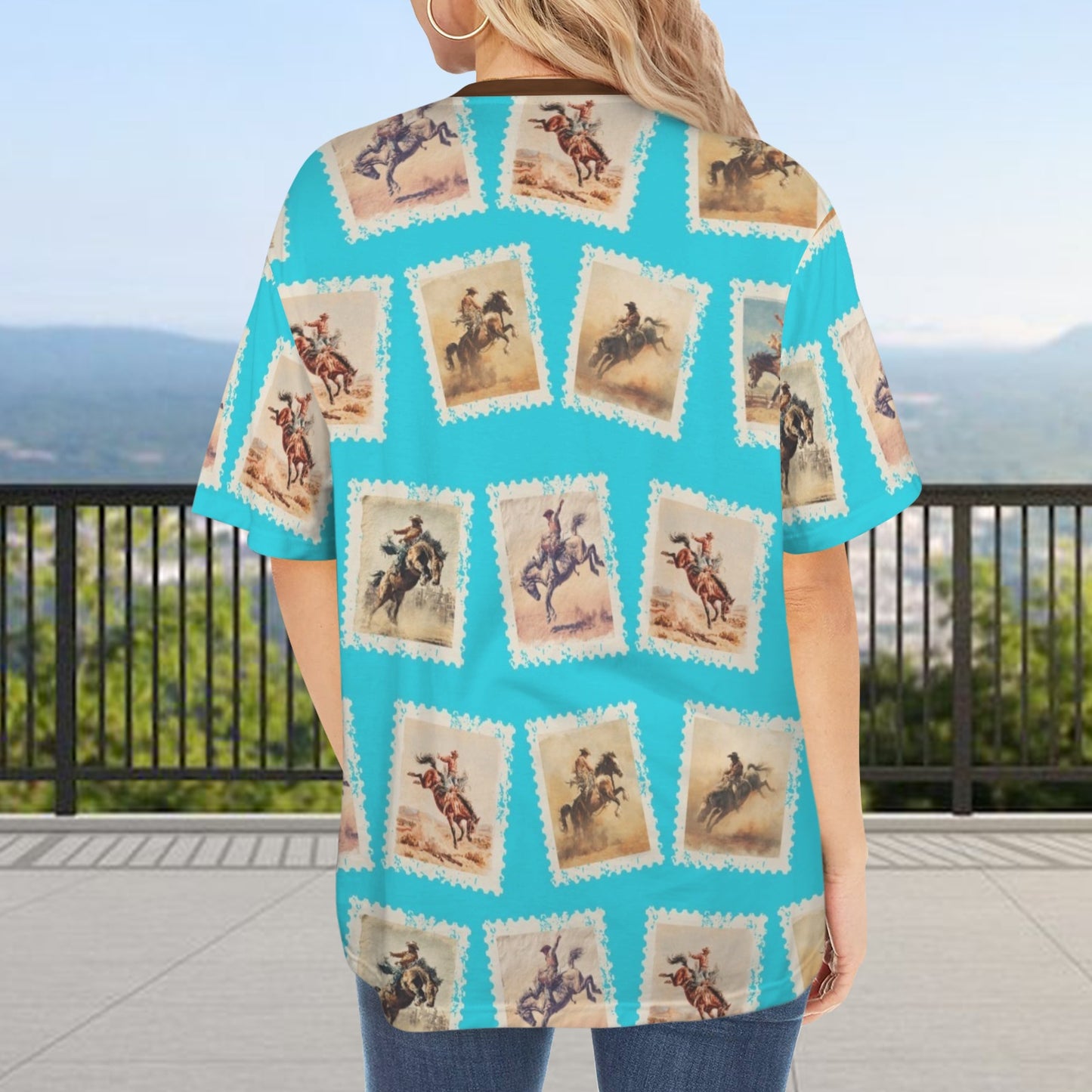 Baha Ranch Stamp Cowboy Oversized T Shirt