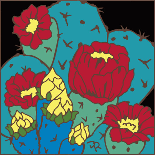 Prickly Pear Cactus Blooms Tile