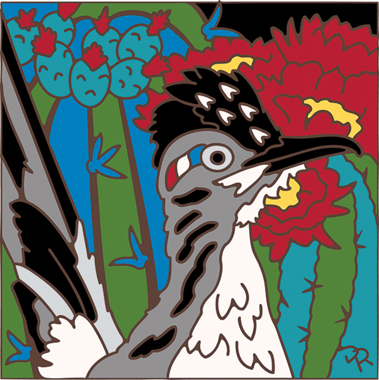 Roadrunner and Barrel Cactus Tile