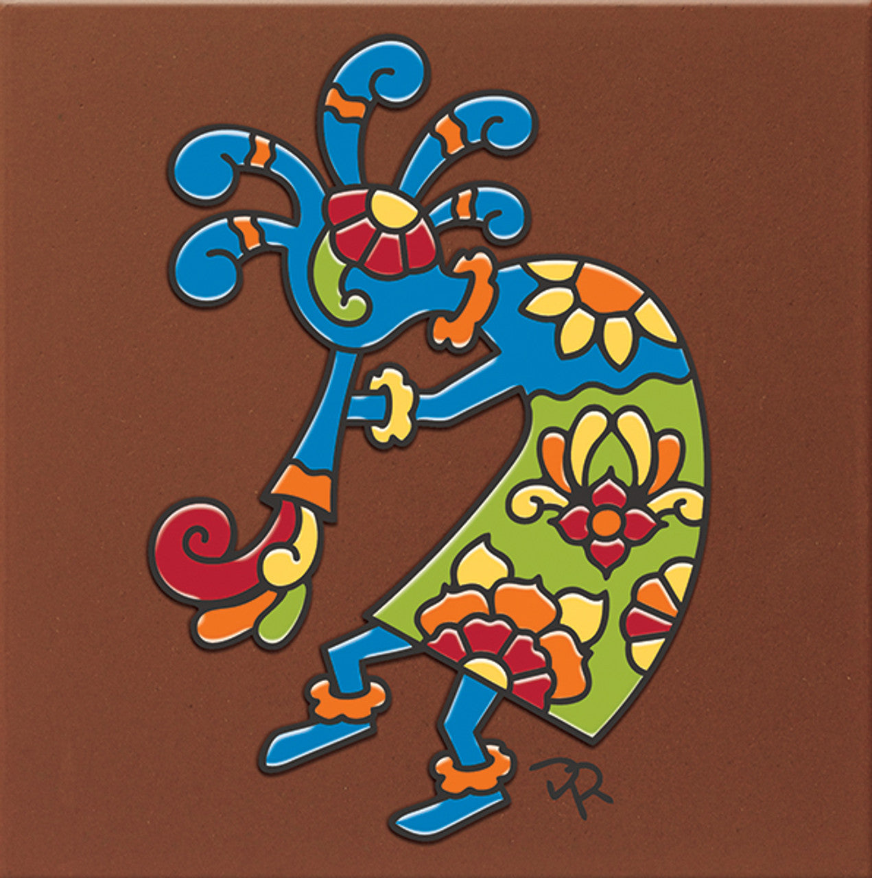 Talavera Kokopelli Tile