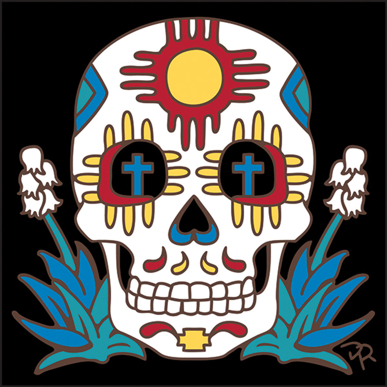 Day of the Dead Zia Skull Tile