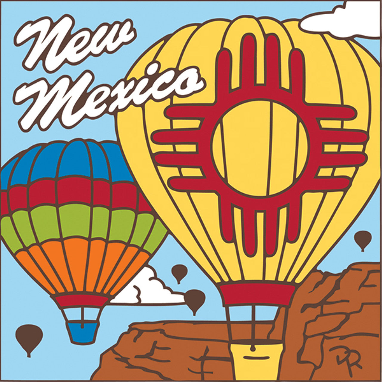 New Mexico Zia Hot Air Balloons Tile