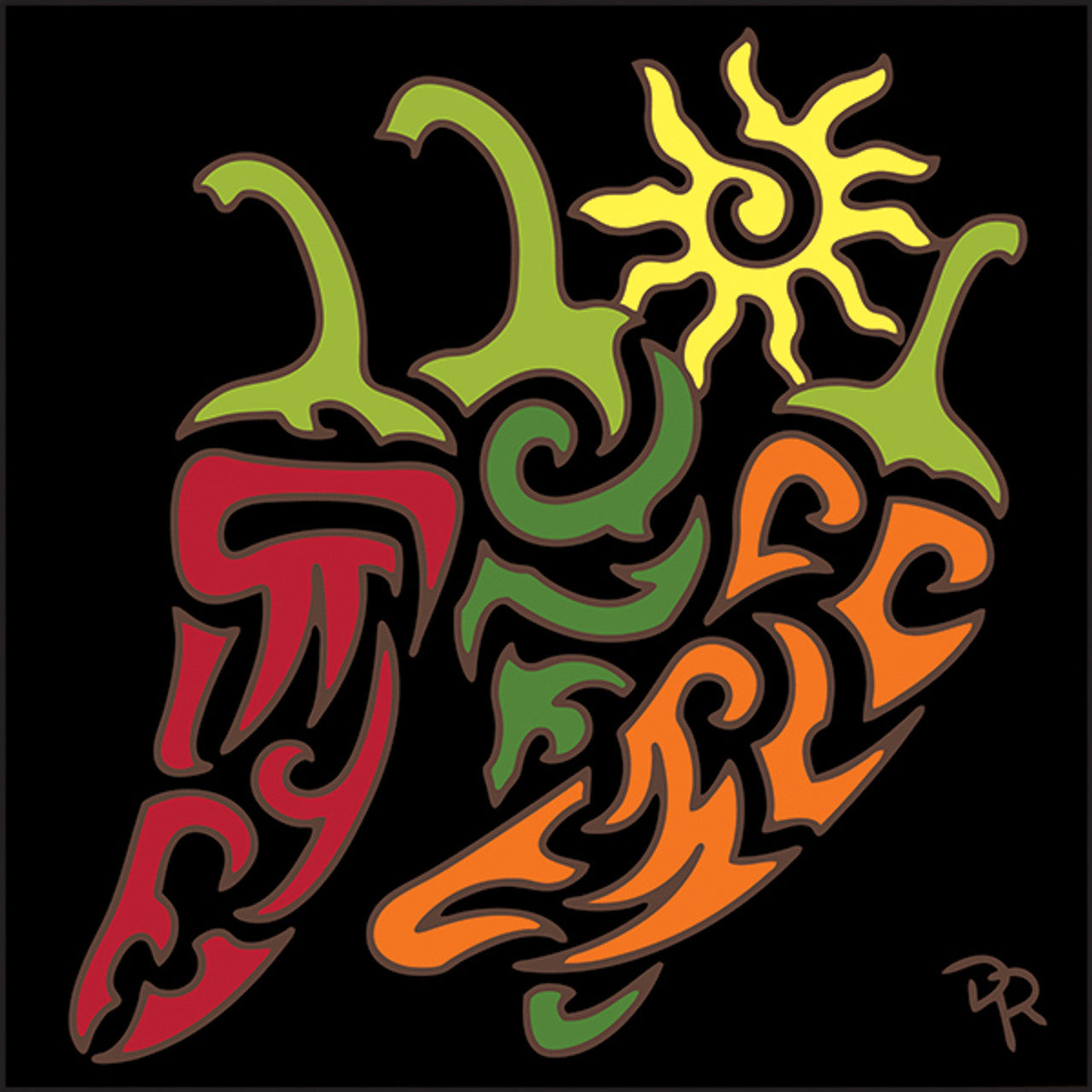 Tribal Chili Peppers Tile