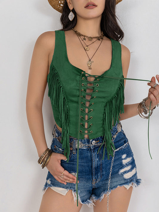 Fringe Lace-Up Tank