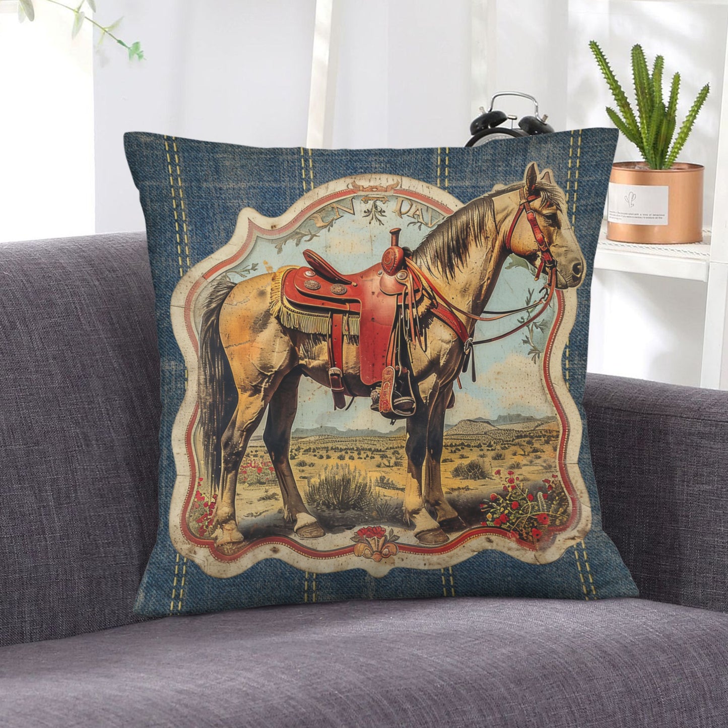 Baha Ranch Vintage Horse Velvety Soft Pillow Case Made in America