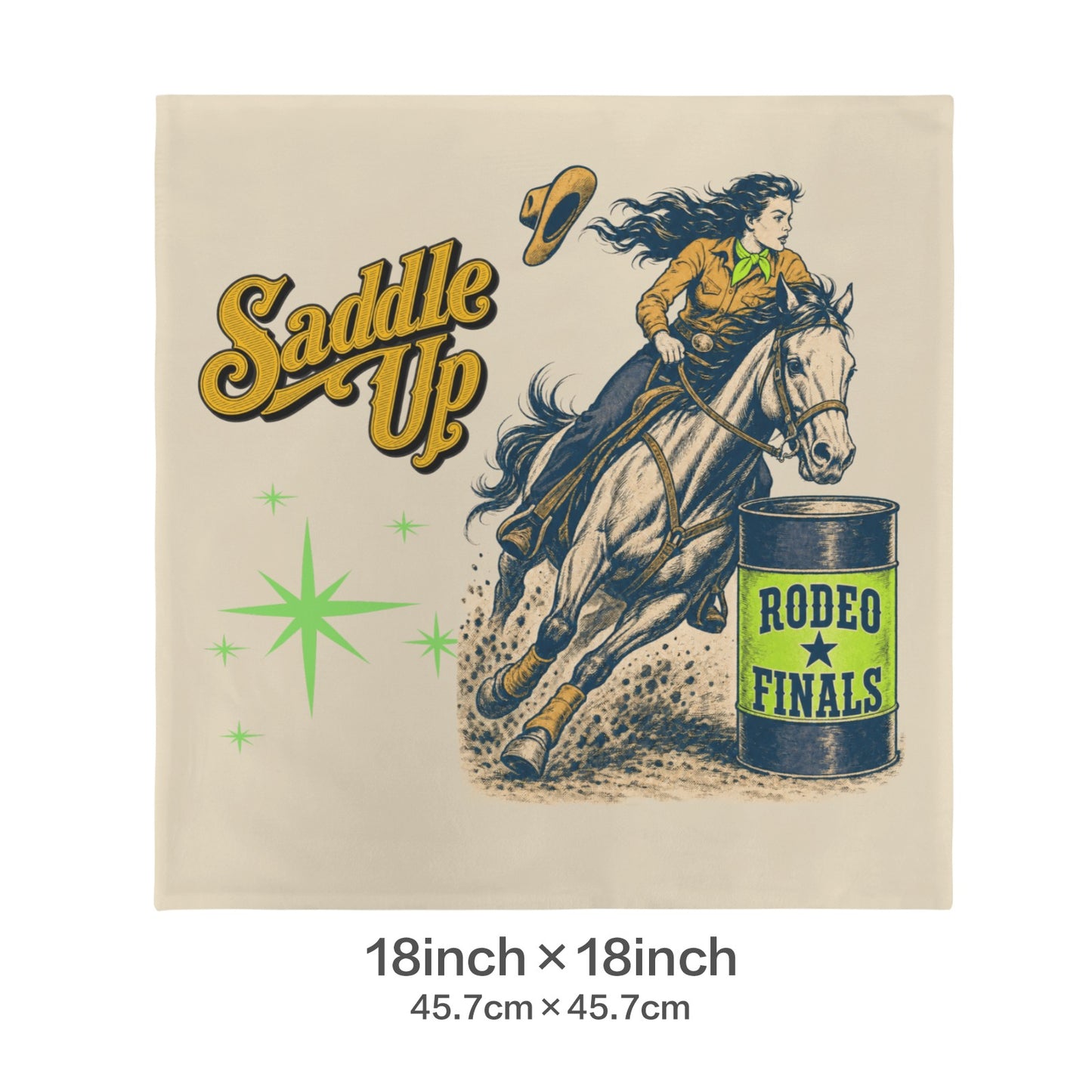 Baha Ranch Velvety Soft The Last Roundup Barrel Racer Throw Pillow Cover Made in America Custom Pillow Case 18x18inch | Ships from USA