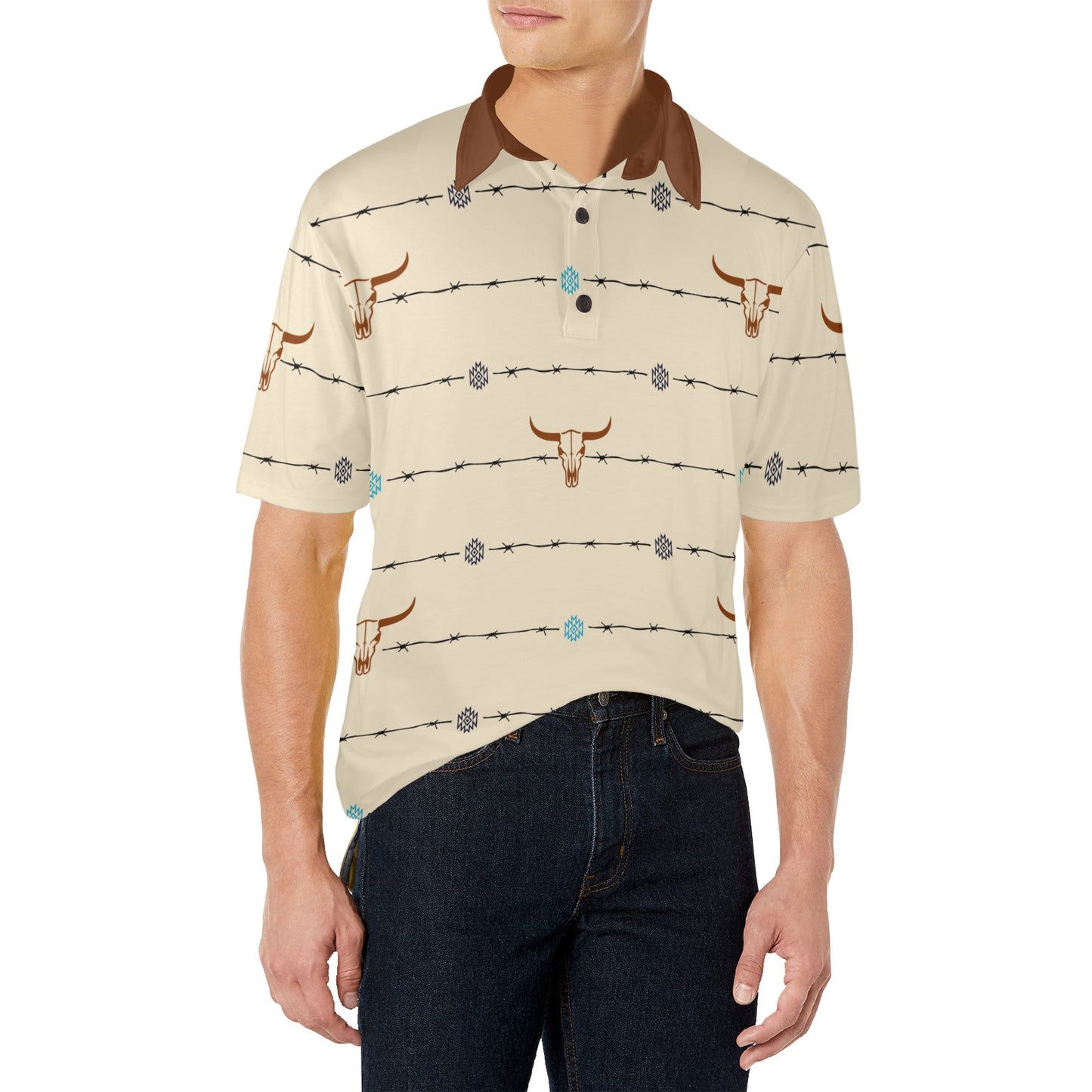 Baha Ranch Barbwire Aztec Polo Shirt