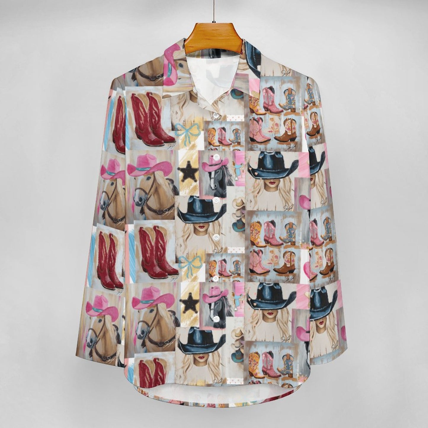 Danilo Painted Cowgirl Collage Button Up Shirt