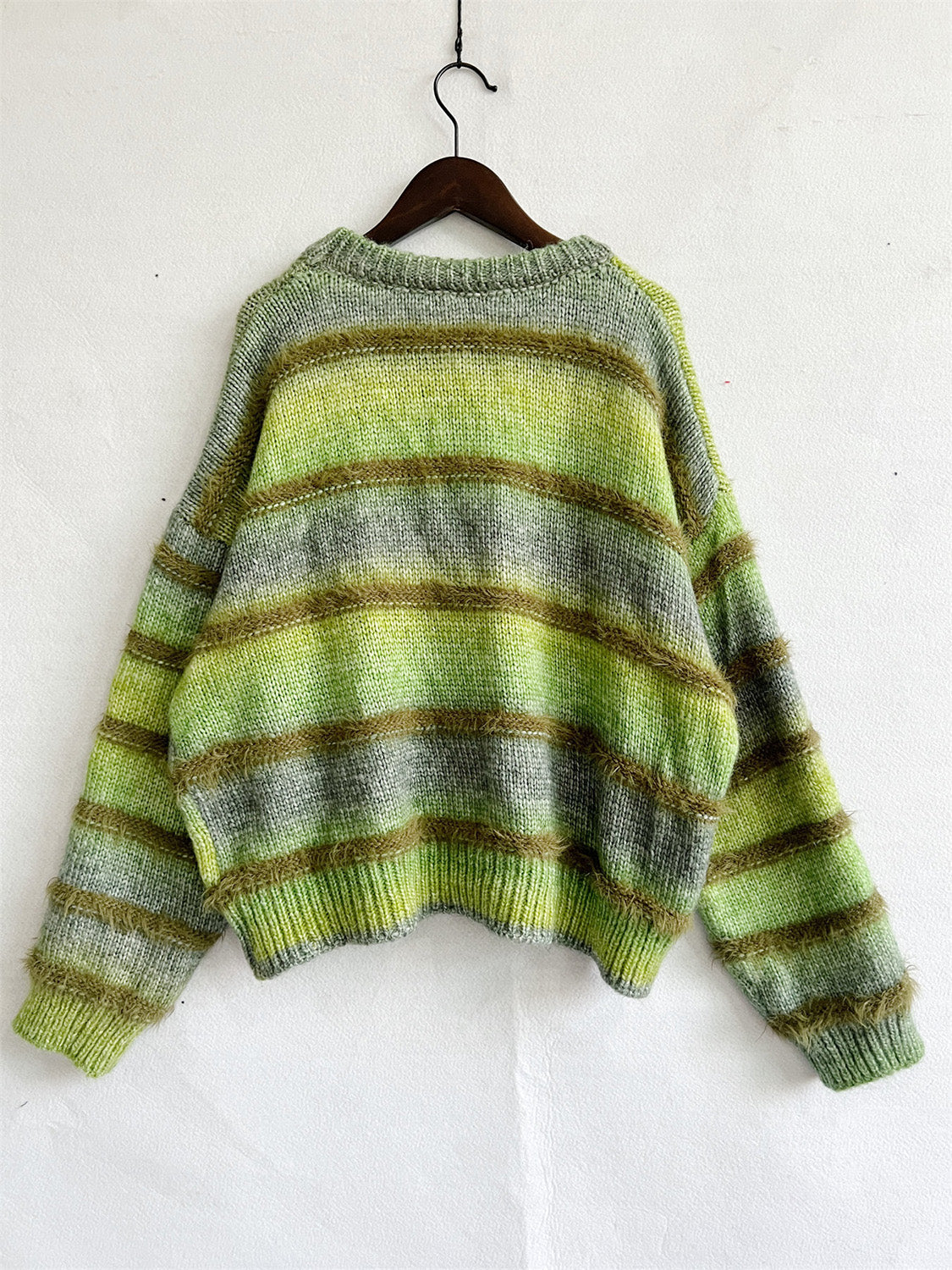 Striped Round Neck Long Sleeve Sweater choice of colors