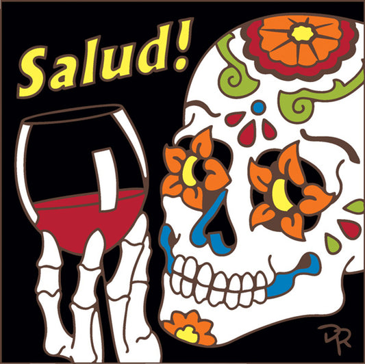 Day of the Dead SALUD! Wine Toast Tile