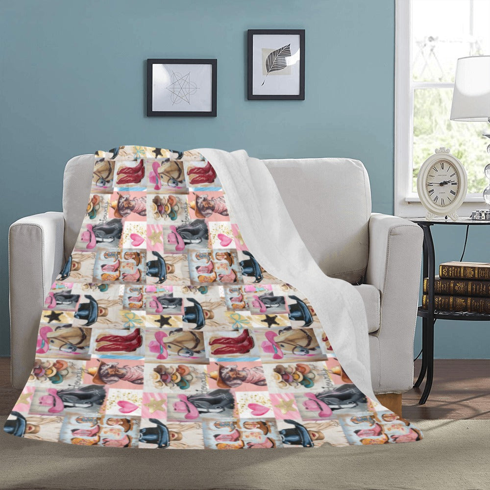 Danilo Painted Cowgirl Collage Throw Blanket 60" x 80" Ultra-Soft Micro Fleece Blanket 60" x 80" Made in America