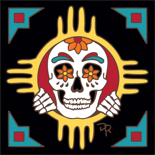 Day of the Dead Skull in Zia Tile
