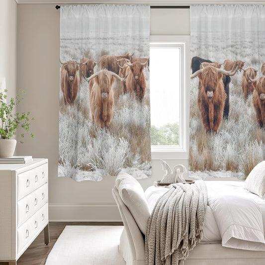 Highland Cows Window Curtain 52"x63" (2-Piece) Made in America