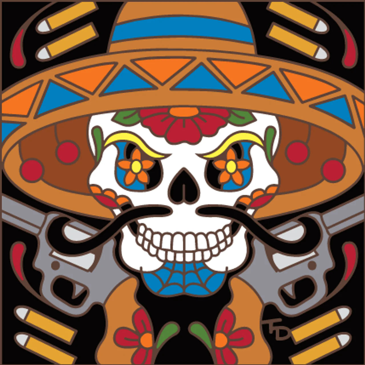 Day of the Dead Poncho Bandito Tile