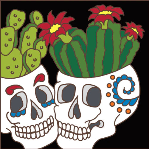 Day of the Dead Cactus Pots Tile