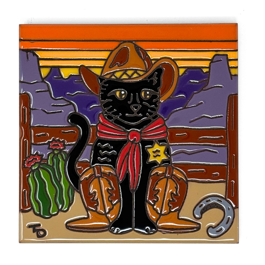 Cowboy Kitty Tile