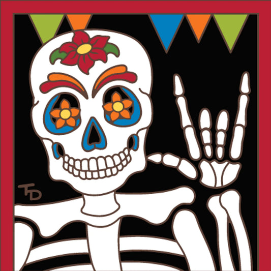 Day of the Dead I love you Sign Language Tile