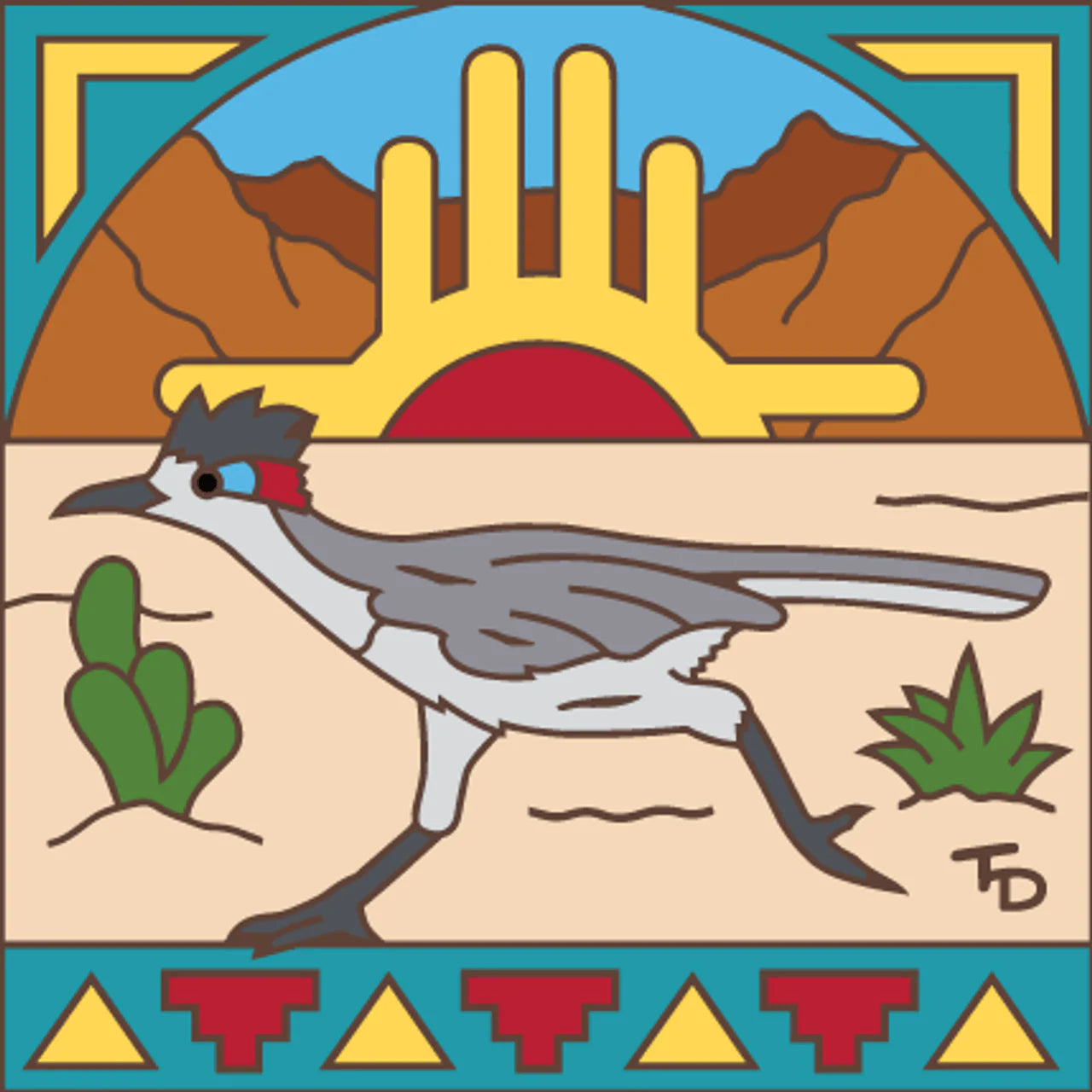 Desert Roadrunner with Zia Tile