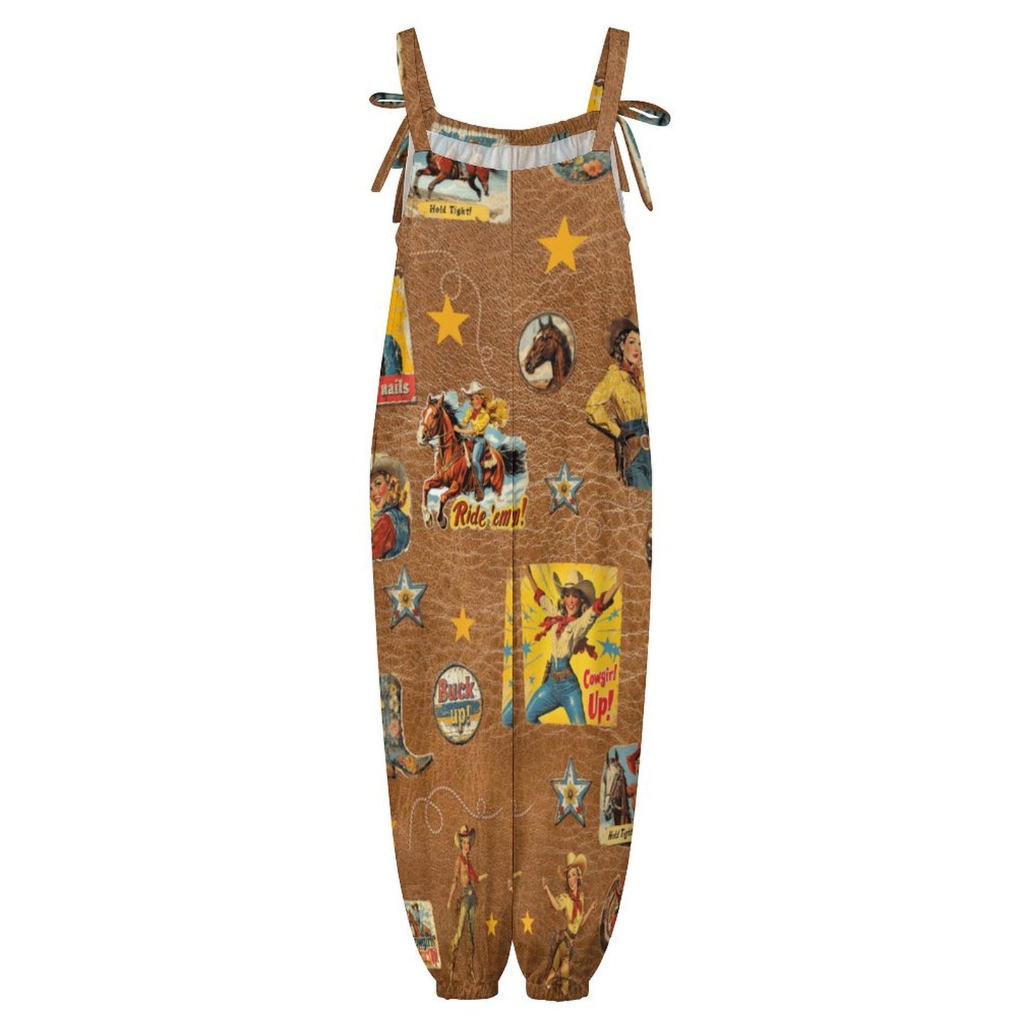 Vintage Cowgirl Collage Relaxed Fit Jumpsuit