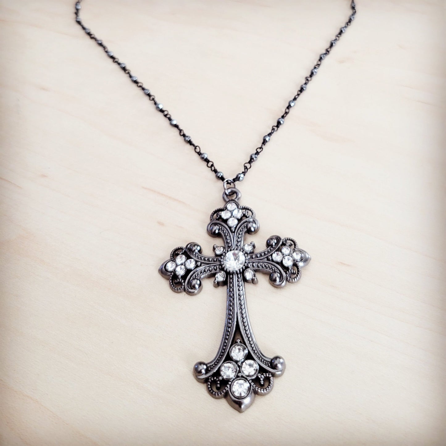 The Jewelry Junkie **Victorian Gilded Filigree Cross Necklace 257ly