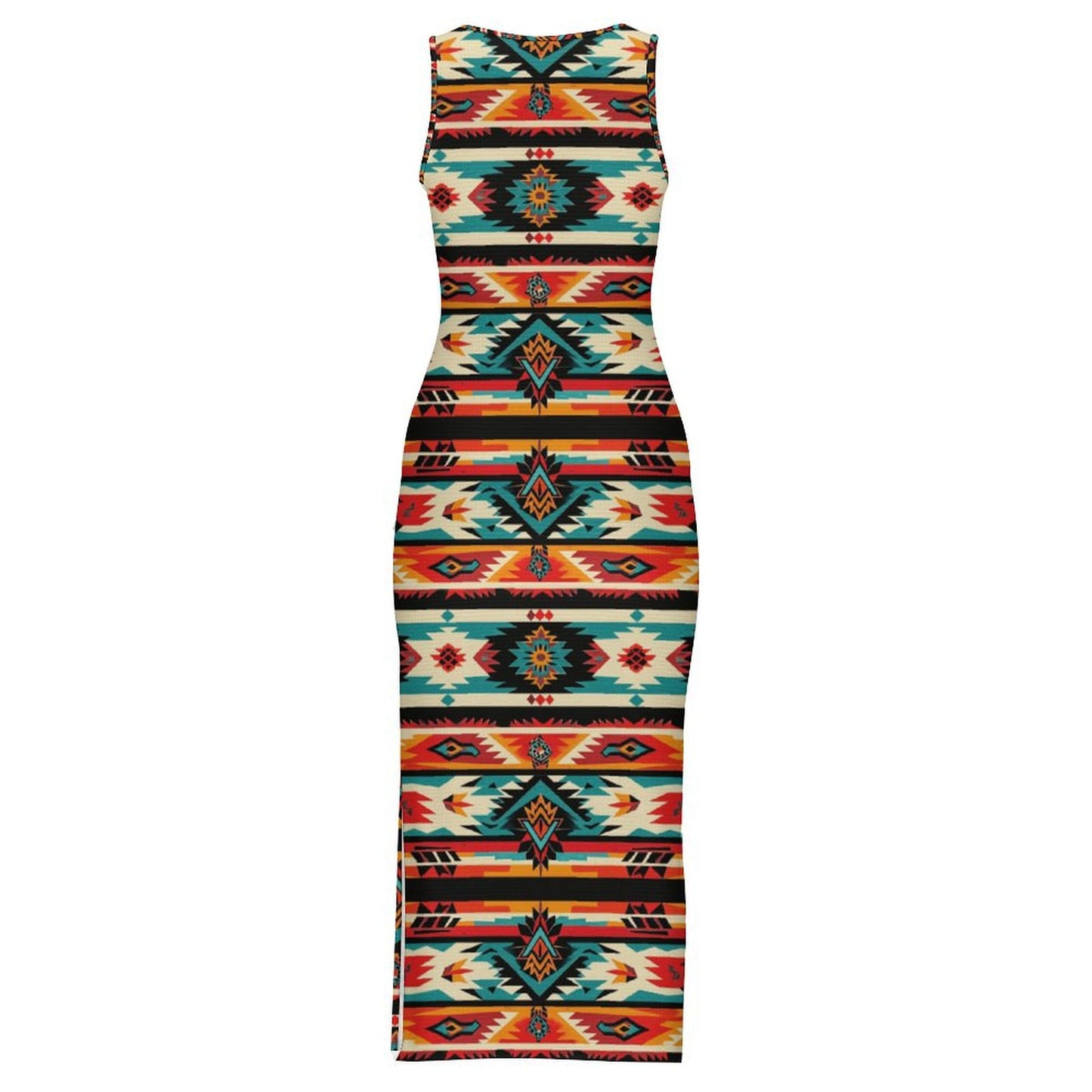 Santa Fe Sleeveless Bodycon Side Slit Western Maxi Long Dress