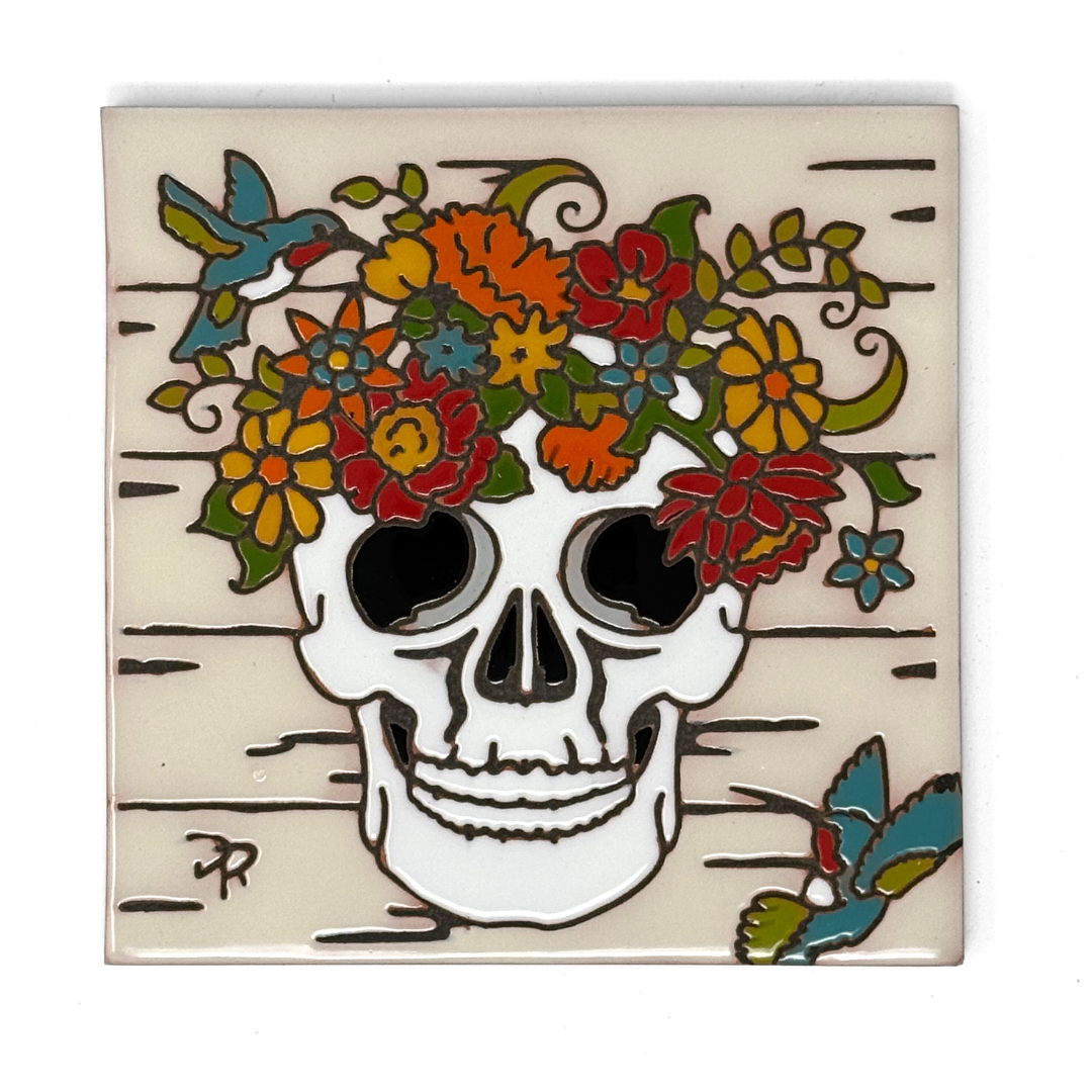 Farmhouse Floral Skull Tile