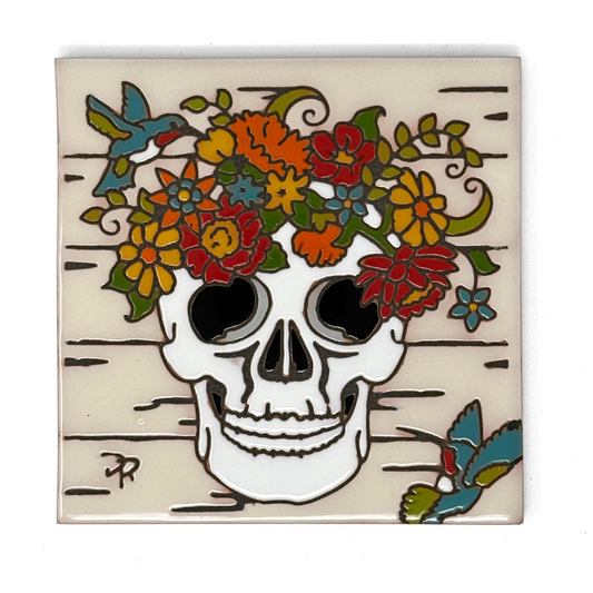 Farmhouse Floral Skull Tile