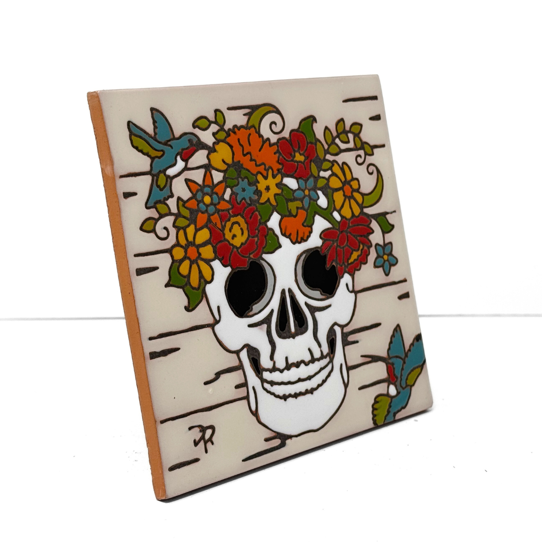 Farmhouse Floral Skull Tile