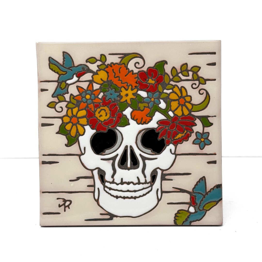 Farmhouse Floral Skull Tile