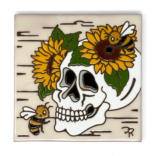 Farmhouse Sunflower Skull Tile