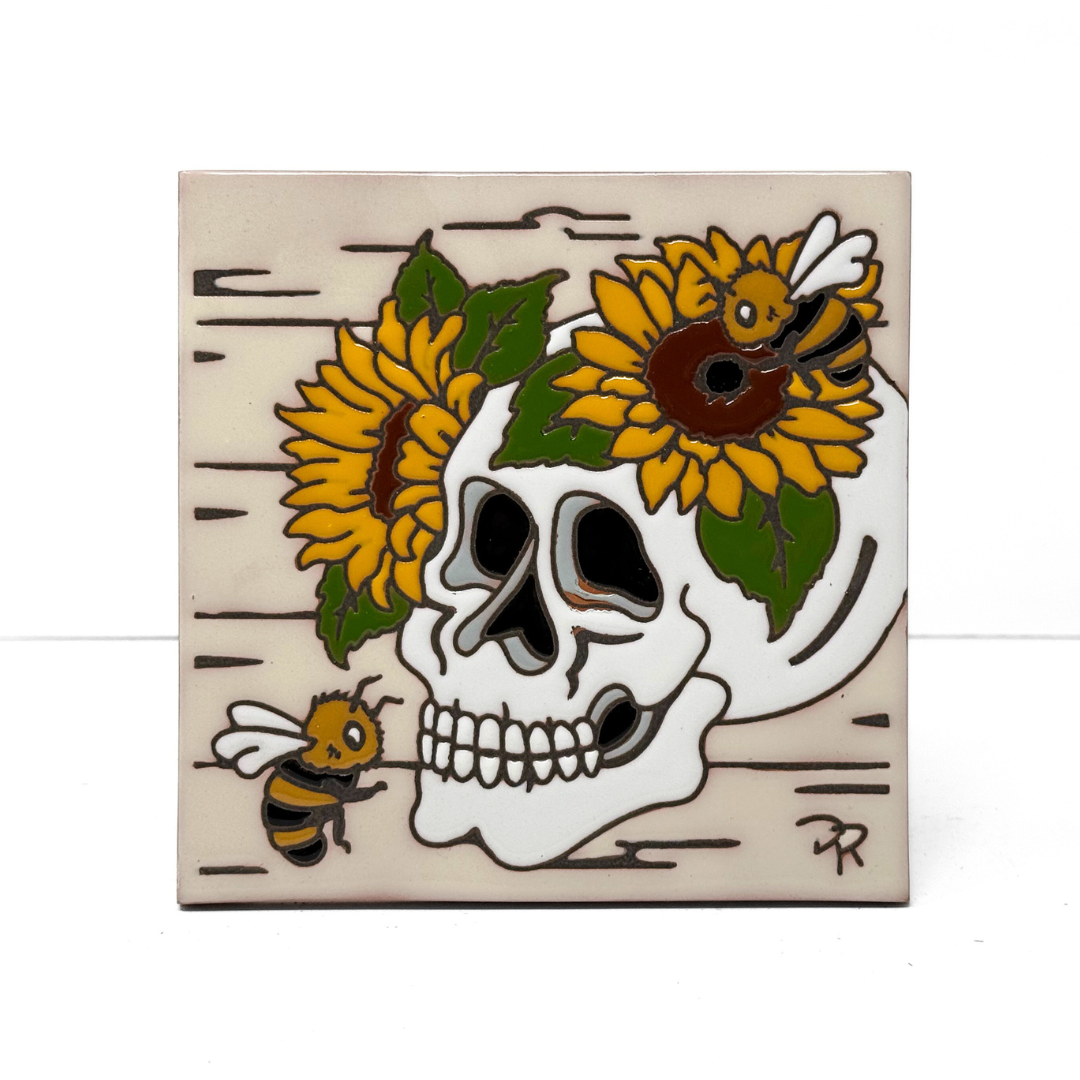 Farmhouse Sunflower Skull Tile