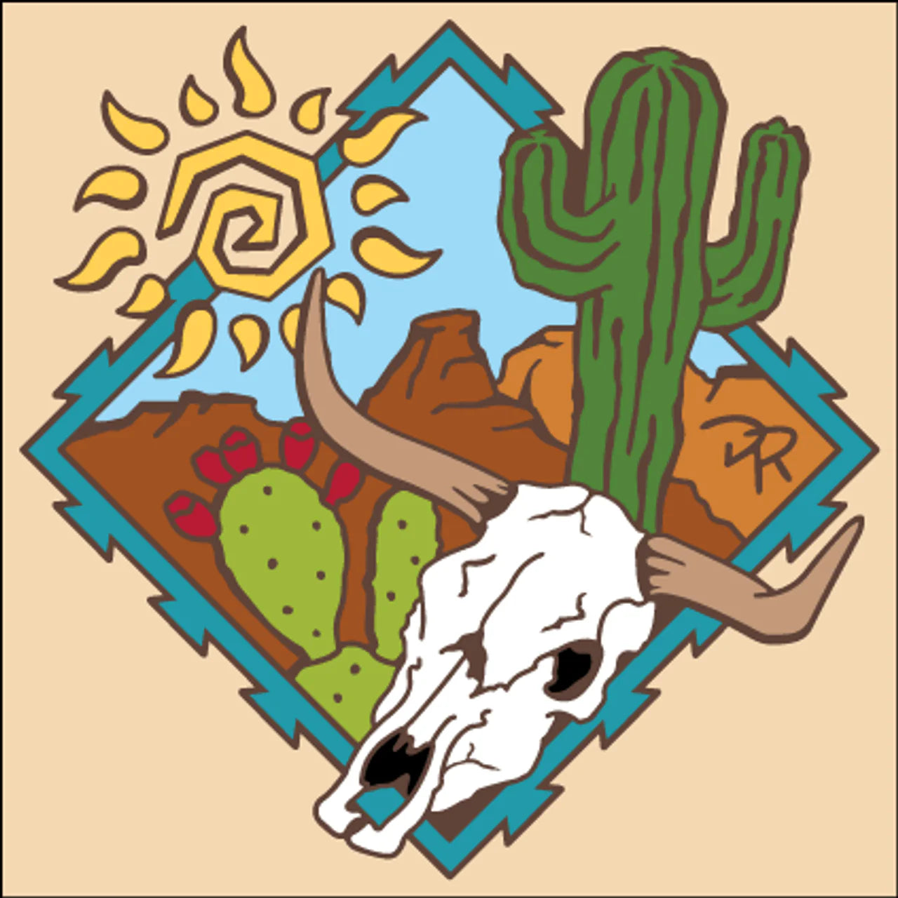 Desert Steer Skull Tile