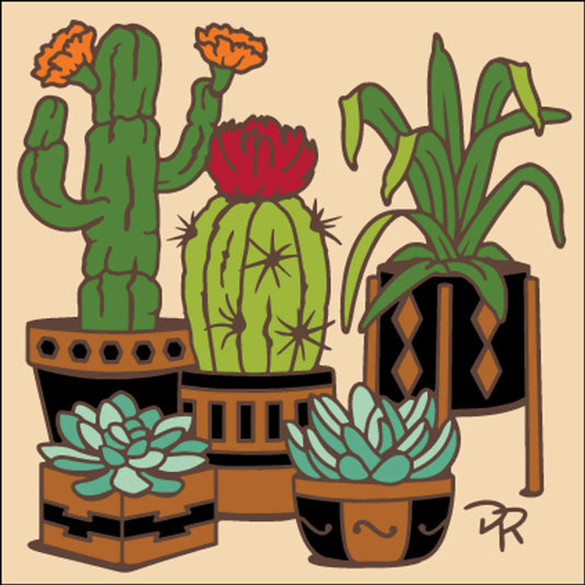 Cactus in Terracotta Pots Tile