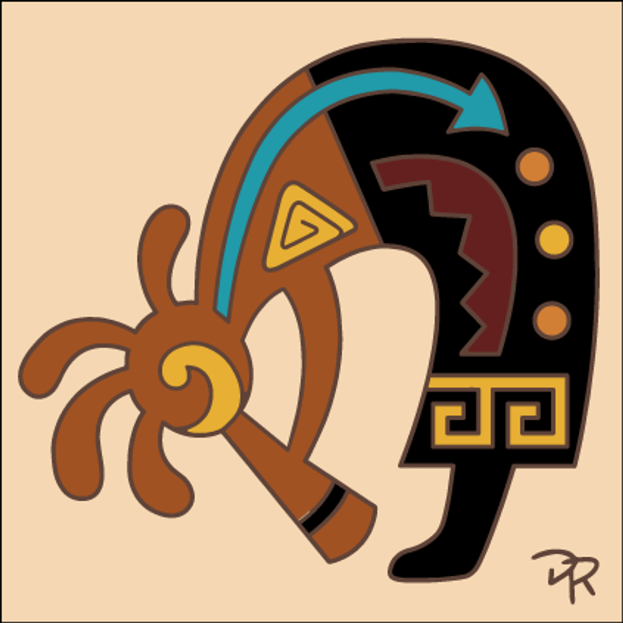 Southwest Painted Kokopelli Tile