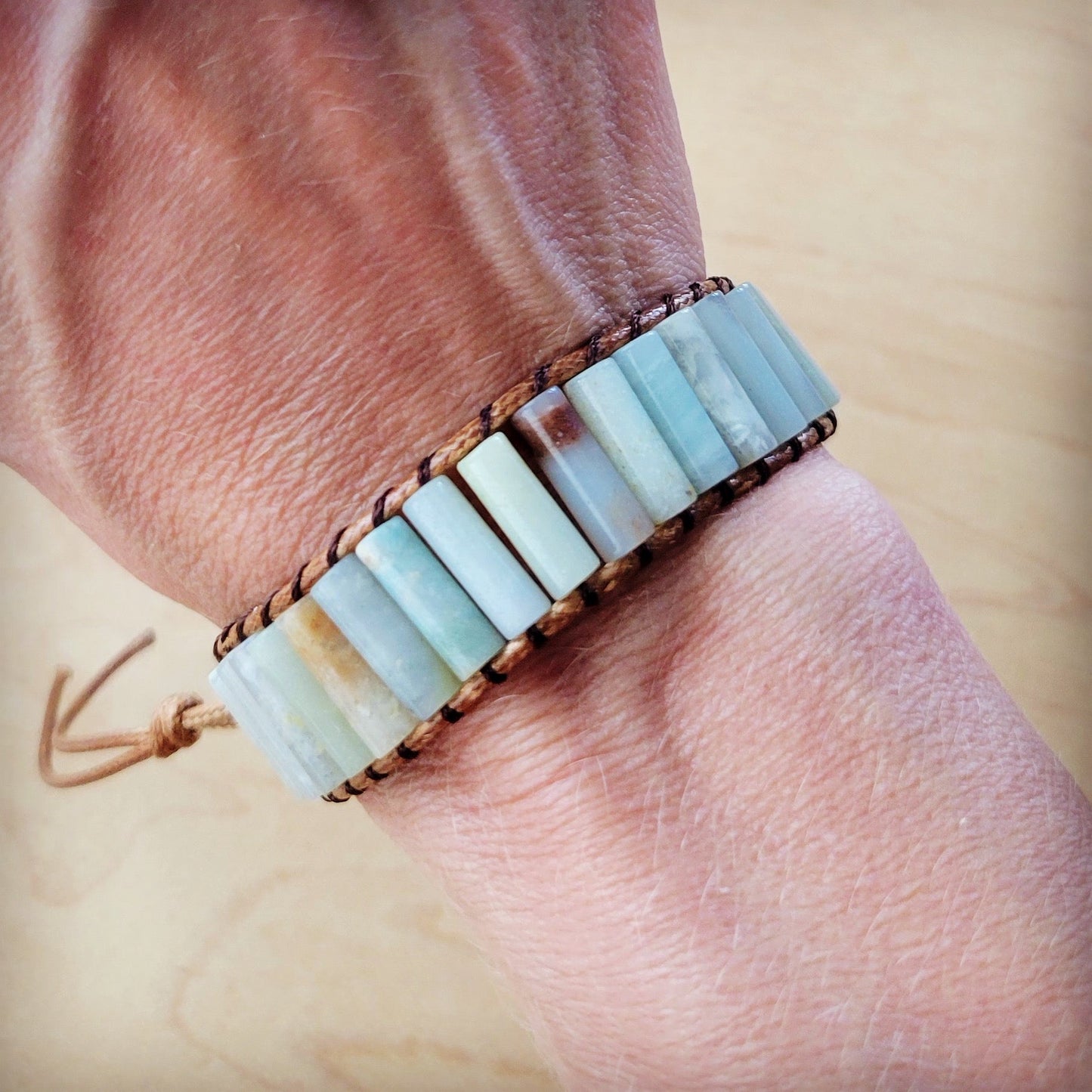 The Jewelry Junkie Woven Amazonite Stacked Stone Beaded Bracelet 810m