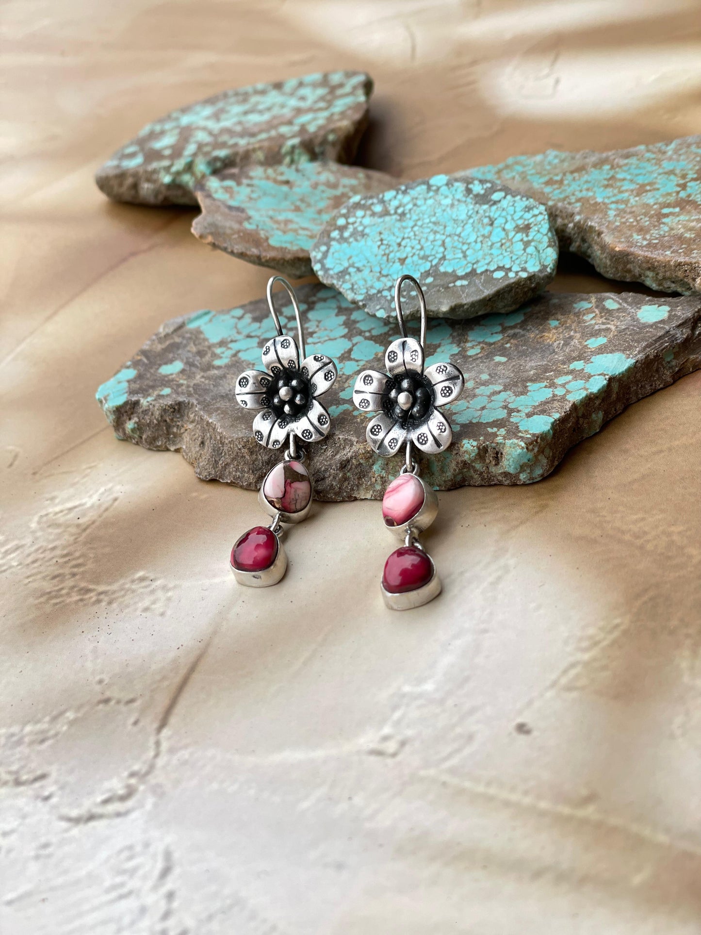 Dahlia Rose Handmade Sterling Silver Flower Dangles