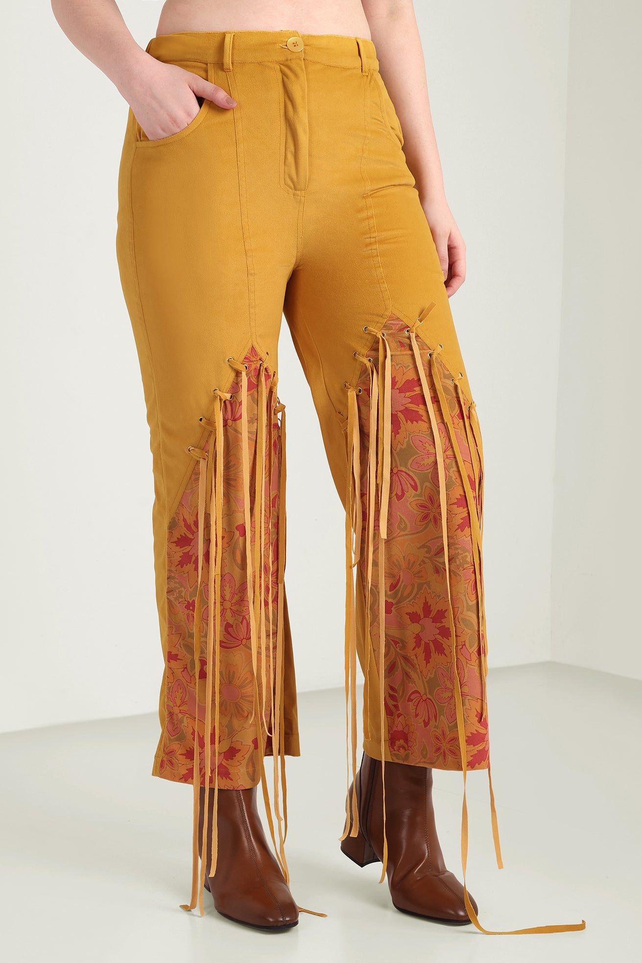 Myra The Jolene Fringe Two Piece Set in Saddle Gold