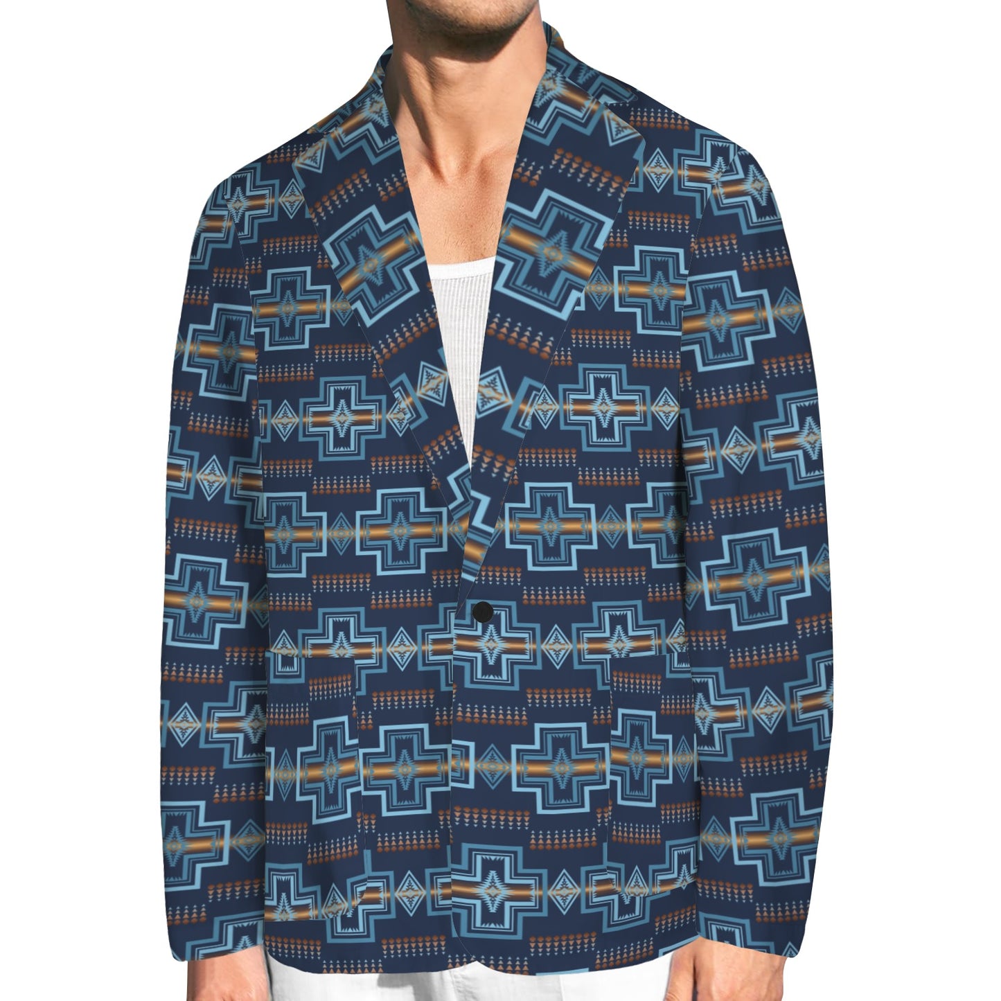 Navy Aztec Men's Western Blazer