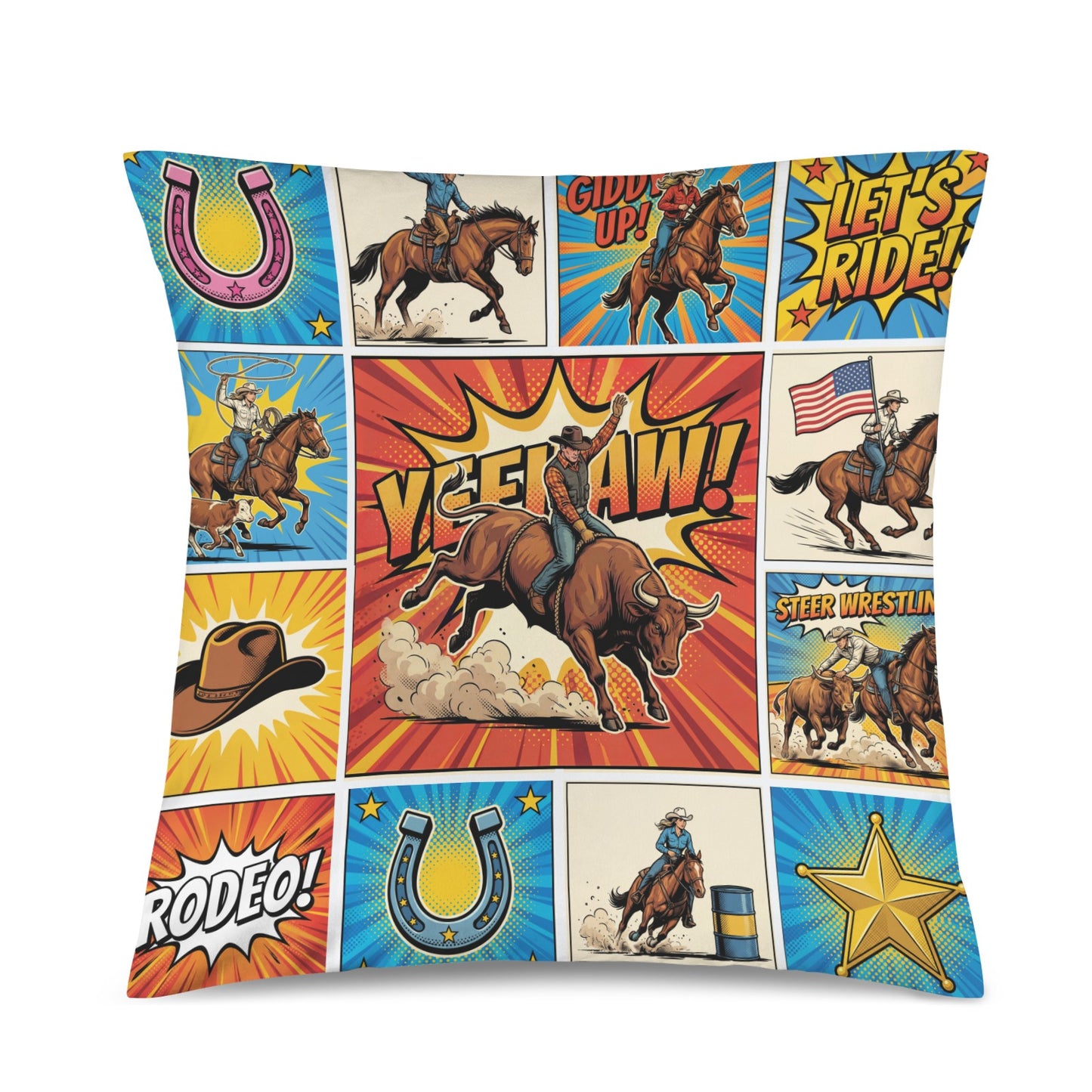 Baha Ranch Comic Corrall Collage Pillow Case Made in America