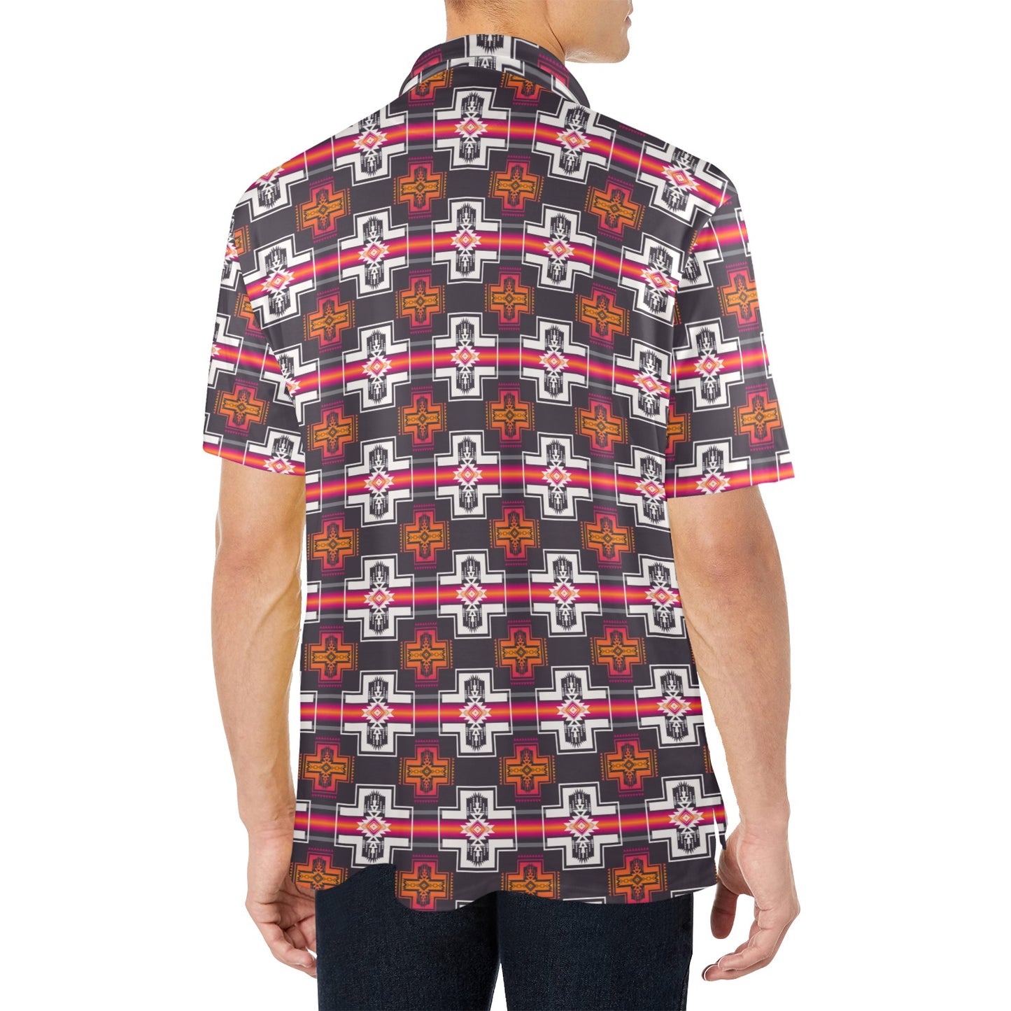 Pink Fire Aztec Men's Polo Style Shirt