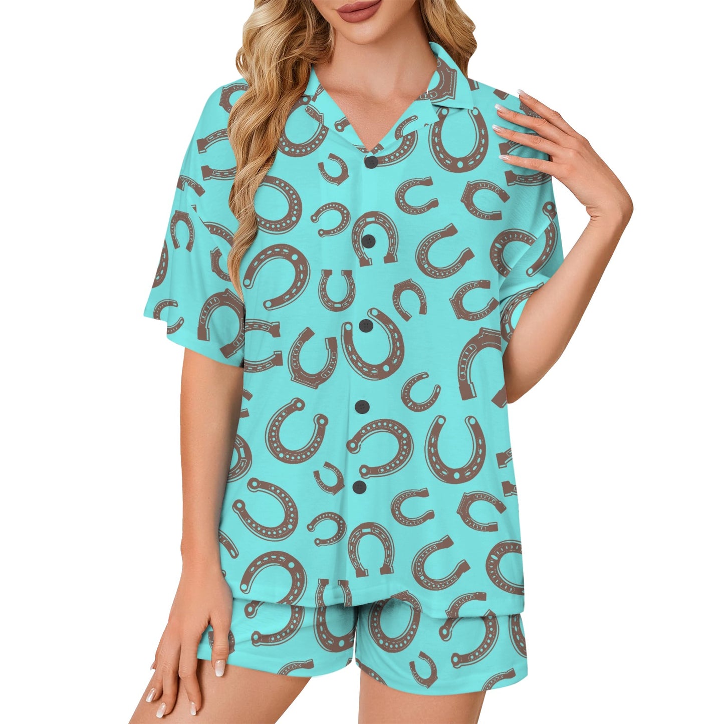 Baha Ranch Turquoise Horseshoe Women's Pajama Set Made in America