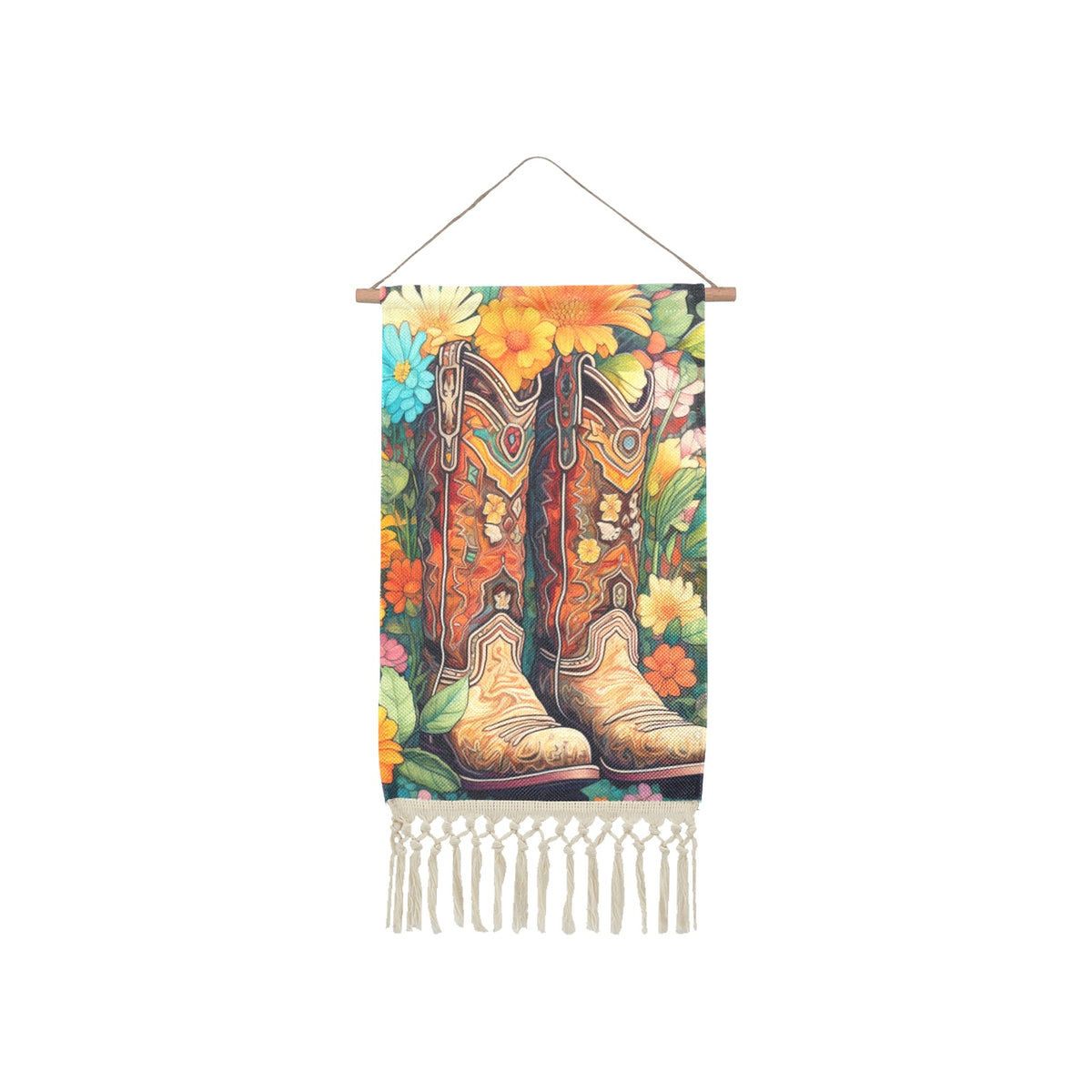 Baha Ranch Boots Wall Hanging Linen Poster Made in America